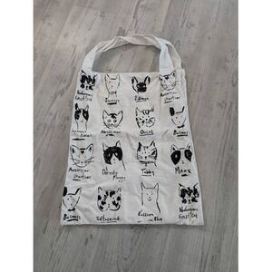 World Market Cat Lady Tote Bag white black vegetable market sustainable